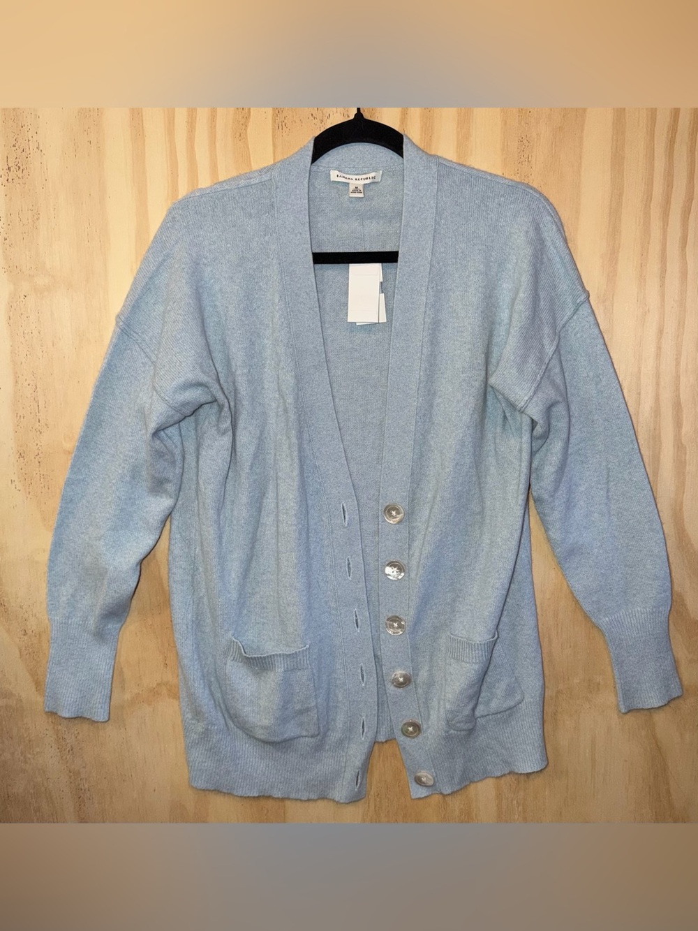 NWT Womens M Banana Republic Blue Blue Angora Rabbit Hair Blend Cardigan Sweater